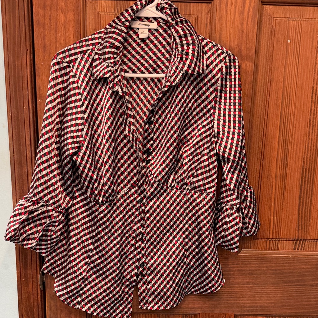 Dressbarn Red And Black Checkered Blouse